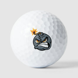 Angry Bomb Cartoon Golf Ball - Grumpy Graphic Ball