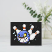 Angry Bowling Ball, Funny Sport Postkarte (Stehend Vorderseite)