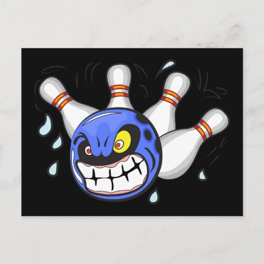 Angry Bowling Ball, Funny Sport Postkarte (Vorderseite)