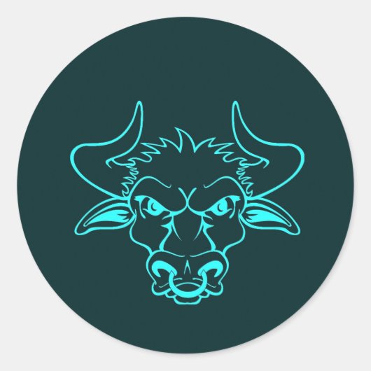 Angry bull runder aufkleber (Vorderseite)