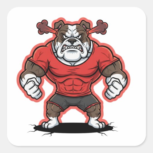 Angry Bulldog Gym Mascot Cartoon Sticker (Vorderseite)