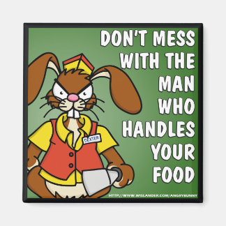 Angry Bunny Food Service Magnet