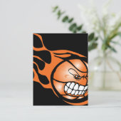 Angry Burning Basketball Postkarte (Stehend Vorderseite)