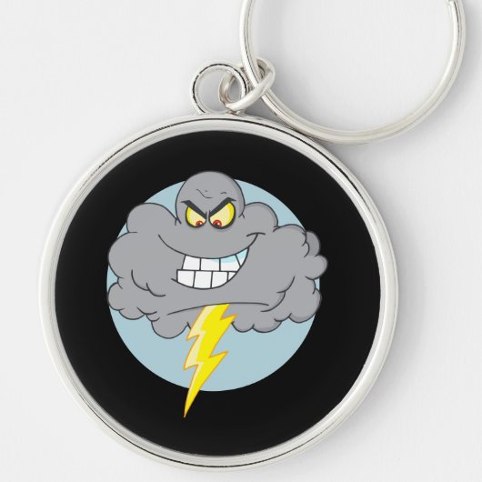 Angry Cartoon Black Cloud mit Blitz Schlüsselanhänger (Vorne)