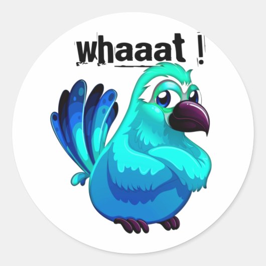 Angry Cartoon Blue Bird Runder Aufkleber (Vorderseite)