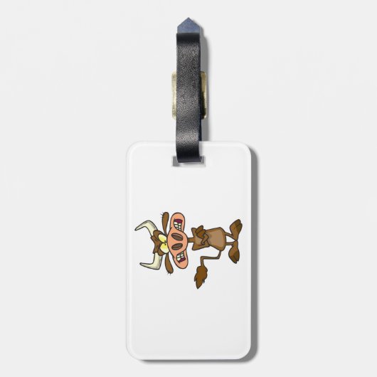 Angry Cartoon Bull Funny Grumpy Gepäckanhänger (Rückseite vertikal)