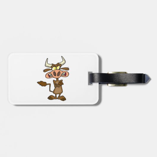 Angry Cartoon Bull Funny Grumpy Gepäckanhänger (Rückseite horizontal)