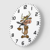 Angry Cartoon Bull Funny Grumpy Große Wanduhr (Winkel)