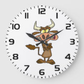 Angry Cartoon Bull Funny Grumpy Große Wanduhr (Vorderseite)