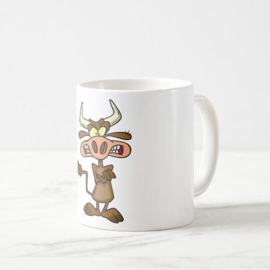 Angry Cartoon Bull Funny Grumpy Kaffeetasse (VorderseiteRechts)