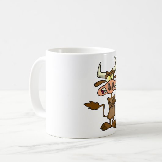 Angry Cartoon Bull Funny Grumpy Kaffeetasse (Vorderseite Links)