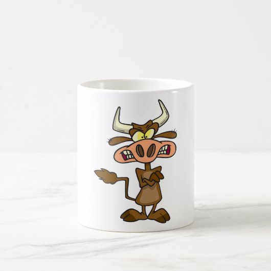 Angry Cartoon Bull Funny Grumpy Kaffeetasse (Mittel)