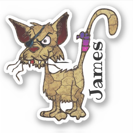 Angry Cartoon Cat Face Sarcasm Aufkleber (Vorderseite)