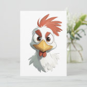 Angry Cartoon Hühnerkopf Einladung (Stehend Vorderseite)