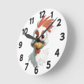 Angry Cartoon Hühnerkopf Runde Wanduhr (Winkel)