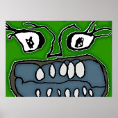 Angry Cartoon Monster Closeup Illustration Poster (Vorne)