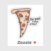 Angry Cartoon Pizza Slice Sticker (Blatt)