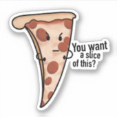 Angry Cartoon Pizza Slice Sticker (Vorderseite)