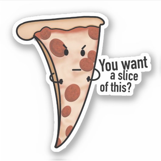 Angry Cartoon Pizza Slice Sticker (Vorderseite)