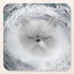 Angry Cat 5 Hurrikan Rechteckiger Pappuntersetzer