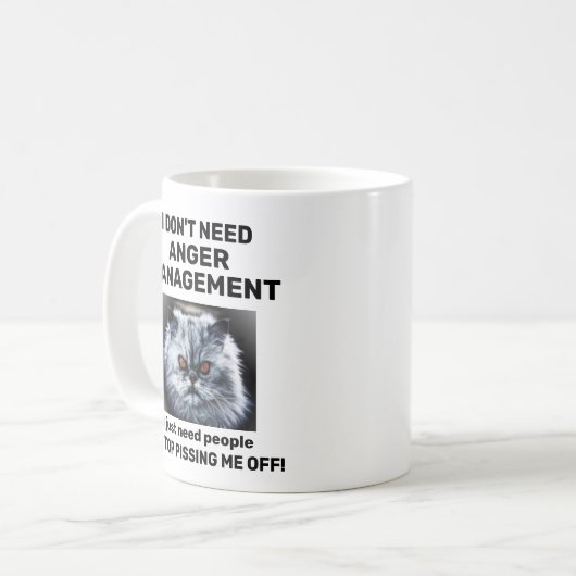 Angry Cat Anger Management Tasse (Vorderseite Links)