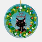Angry Cat Bah Humbug Keramik Ornament (Hinten)