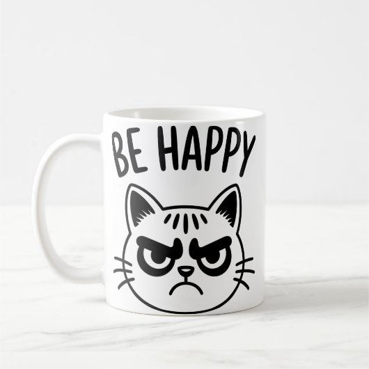 Angry Cat – Be Happy Contrast Art Kaffeetasse (Links)