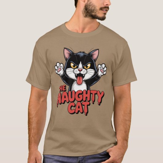 Angry Cat Cartoon The Naughty Cat Graphic T-Shirt (Vorderseite)