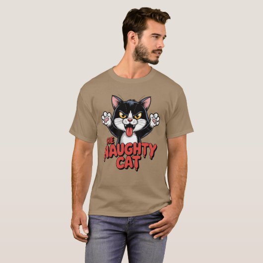 Angry Cat Cartoon The Naughty Cat Graphic T-Shirt (Vorne ganz)