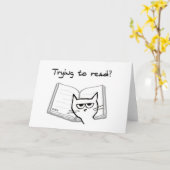 Angry Cat Challenges Book Lovers - Funny Cat Card Karte (Gelbe Blume)
