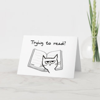 Angry Cat Challenges Book Lovers - Funny Cat Card Karte