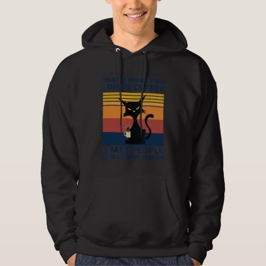 Angry Cat Drinking Coffee Hoodie (Vorderseite)