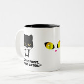 Angry Cat fordert Kaffee - Funny Cat Tasse (Vorderseite Links)