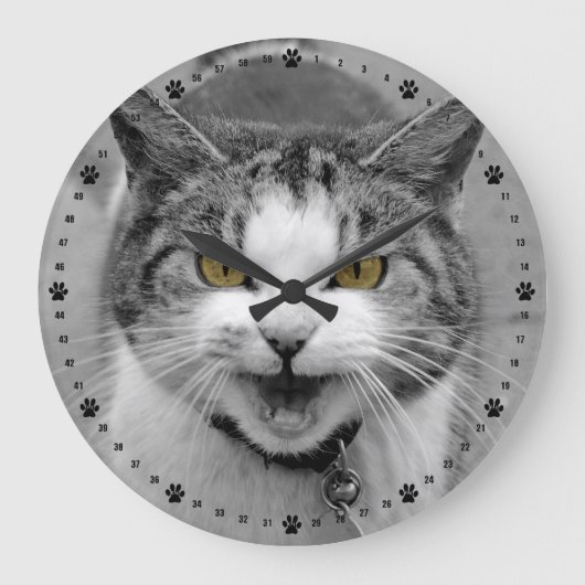 Angry Cat Große Wanduhr (Vorderseite)