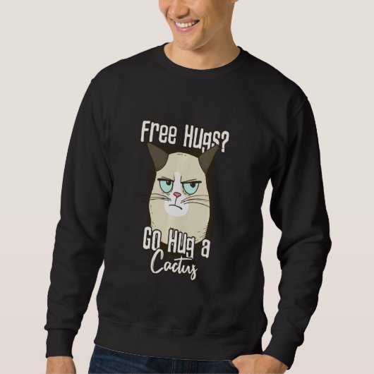 Angry Cat Hug A Cactus Sweatshirt (Vorderseite)