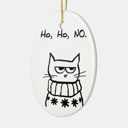Angry Cat in einem Weihnachtskraut - Funny Cat Xma Keramikornament (Links)