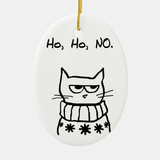 Angry Cat in einem Weihnachtskraut - Funny Cat Xma Keramikornament (Vorne)