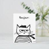 Angry Cat ist so sehr französisch Postkarte (Stehend Vorderseite)