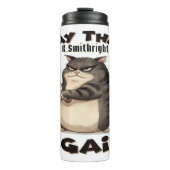 Angry Cat mit Knife Graphic Thermosbecher (Vorderseite)