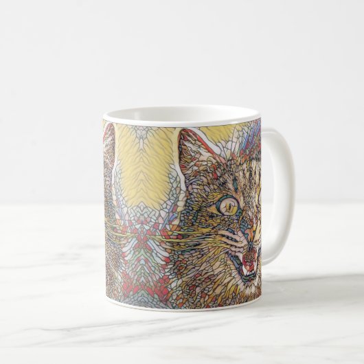 Angry Cat Multicolor Buntglas Kaffeetasse (VorderseiteRechts)