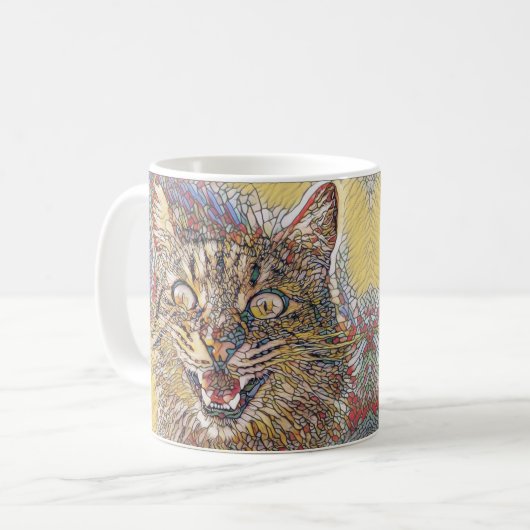 Angry Cat Multicolor Buntglas Kaffeetasse (Vorderseite Links)