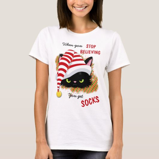 Angry Cat You Get Socks Weihnachten T-Shirt (Vorderseite)
