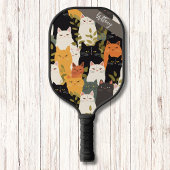 Angry Cats Muster Modernes Monogramm Pickleball Schläger