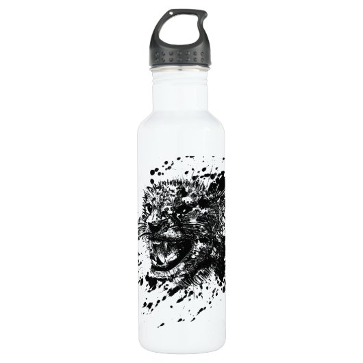 Angry Cheetah in Black Splash Pick Your Background Trinkflasche (Vorderseite)
