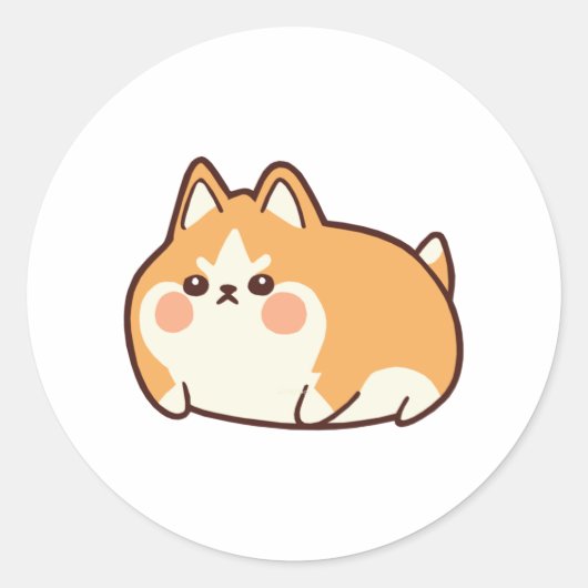 Angry Chonk Shibe Runder Aufkleber (Vorderseite)