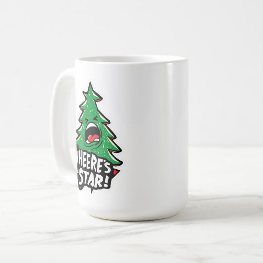 Angry Christmas Tree Shouting – Where’s the Star? Kaffeetasse (Vorderseite Links)