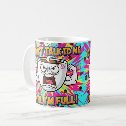 Angry Coffee Cup Funny Cartoon Kaffeetasse (Vorderseite Links)