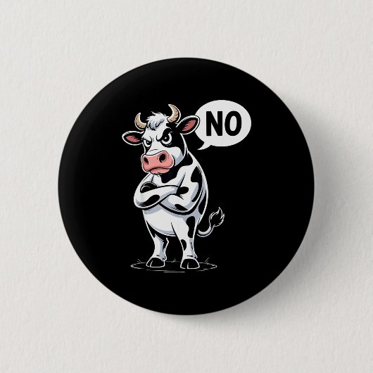 Angry Cow No - Funny Cow Lover Dairy Farmer Button (Vorderseite)