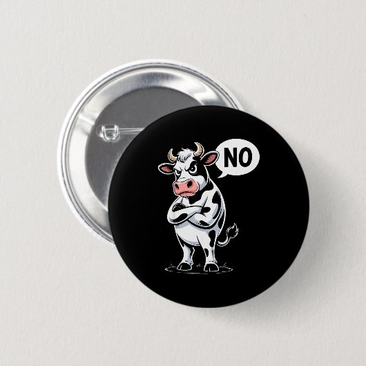 Angry Cow No - Funny Cow Lover Dairy Farmer Button (Vorne & Hinten)