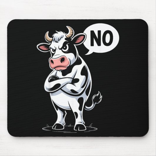 Angry Cow No - Funny Cow Lover Dairy Farmer Mousepad (Vorne)